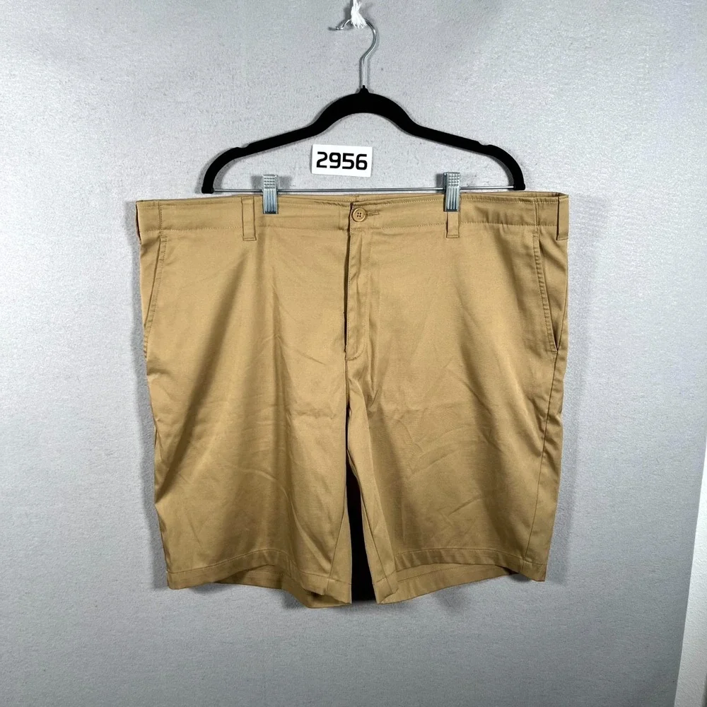 BCG Performance Chino Shorts Mens 42 Brown Stretch Athletic Flat Front Casual‎